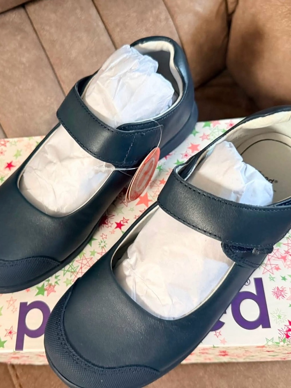 pediped Navy Mary Jane Hook-and-Loop School Shoes